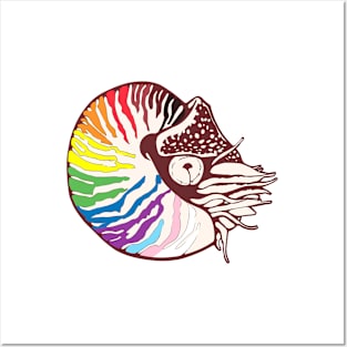 Queerutili - LGBTQ+ Queer Pride Flag Nautilus Ammonite Pride in STEM Paleontology Posters and Art